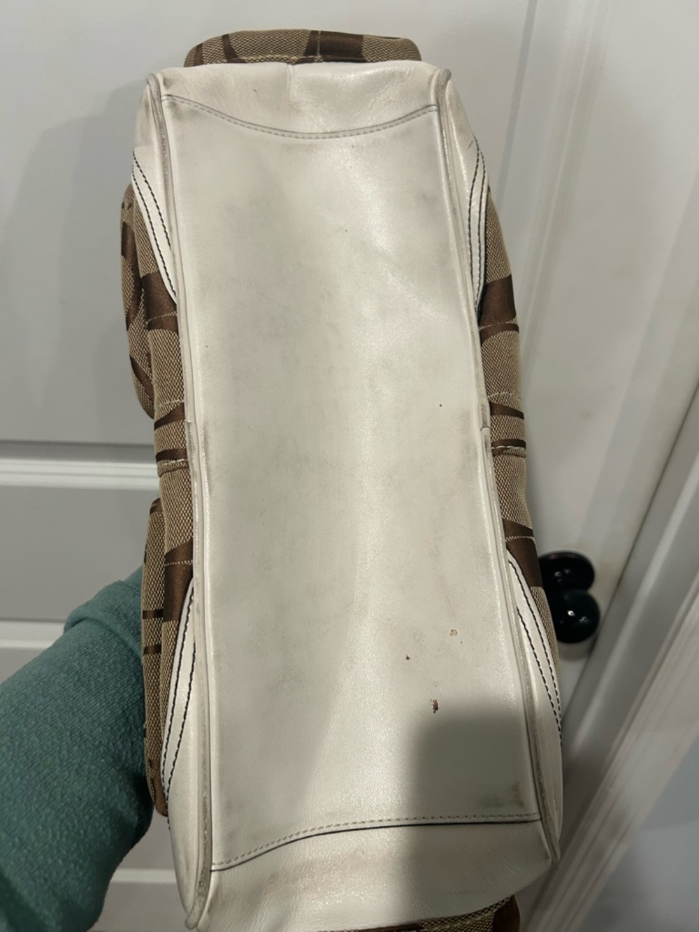 Coach Brown Signature Canvas Satchel with Cream Trim. Please view all pictures - Picture 7 of 8